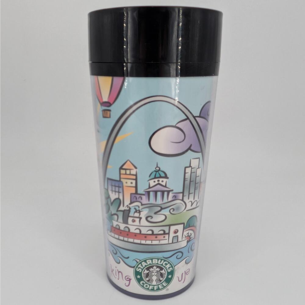 Starbucks Travel Tumbler Hot Cold Insulated Cup St Louis Cityscape Arch 90s VTG